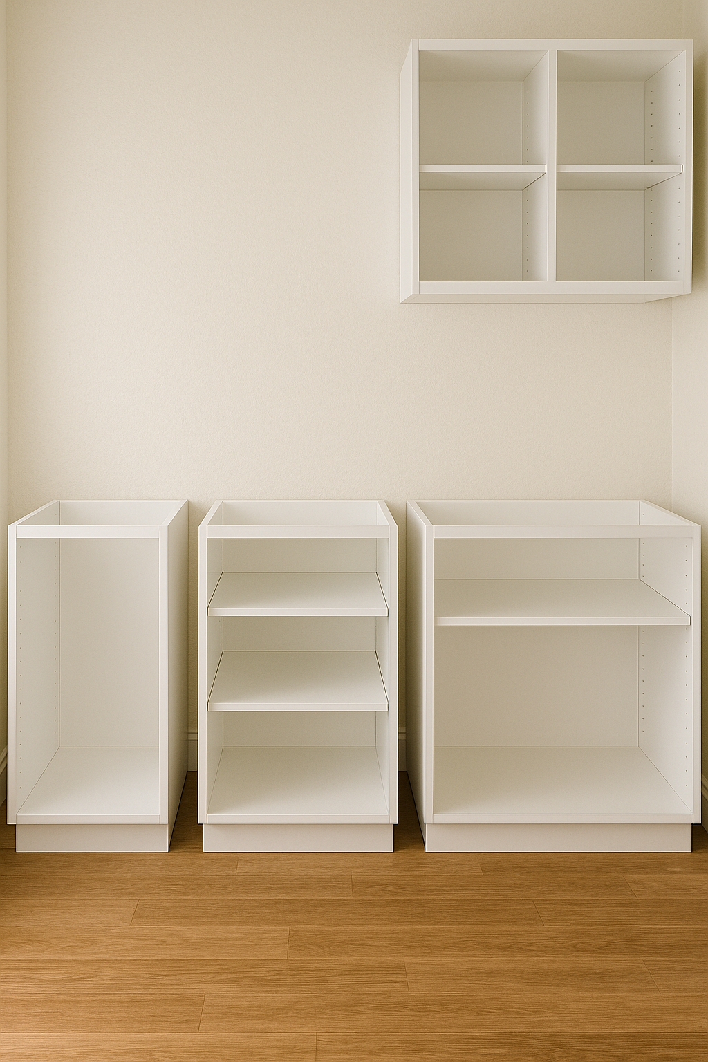 Cabinets without door fronts